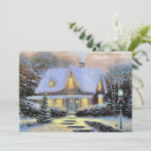 Vintage kerst besneeuwd landschap feestdagenkaart (Staand voorkant)