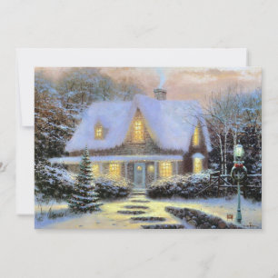 Vintage kerst besneeuwd landschap feestdagenkaart