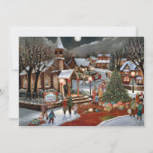 Vintage kerst besneeuwd landschap feestdagenkaart (Voorkant)