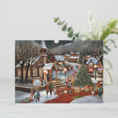 Vintage kerst besneeuwd landschap feestdagenkaart (Staand voorkant)