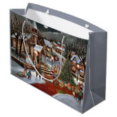 Vintage kerst besneeuwd landschap groot cadeauzakje (Achterkant Gekanteld)