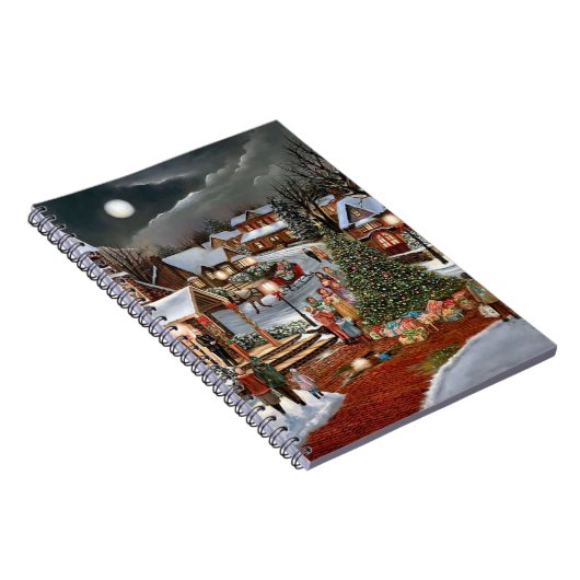 Vintage kerst besneeuwd landschap notitieboek (Rechterzijde)