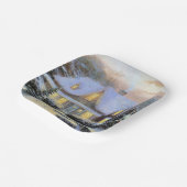 Vintage kerst besneeuwd landschap papieren bordje (Gebogen)