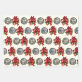 Vintage Kerst Bloemen en Huis Inpakpapier Vel (Voorkant 3)