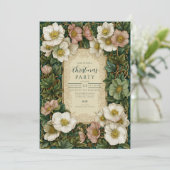 Vintage Kerst Bloemen Kaart (Staand voorkant)