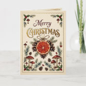 Vintage Kerst Botanicals Kaart (Voorkant)