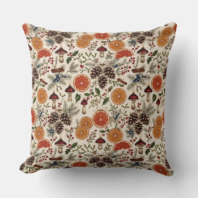 Vintage Kerst Botanicals Kussen (Voorkant)