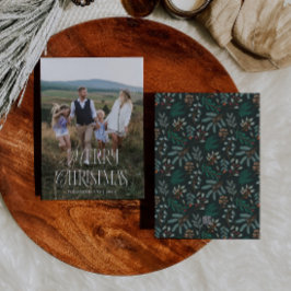 Vintage Kerst Botanische Verticale Foto Feestdagenkaart