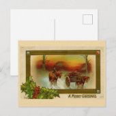 Vintage Kerst briefkaart Paard & Koets (Voorkant / Achterkant)