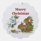 Vintage Kerst Bunnies Papier Ornament Kaart (Voorkant)