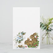 Vintage Kerst Bunnies Stationery Briefpapier (Staand voorkant)