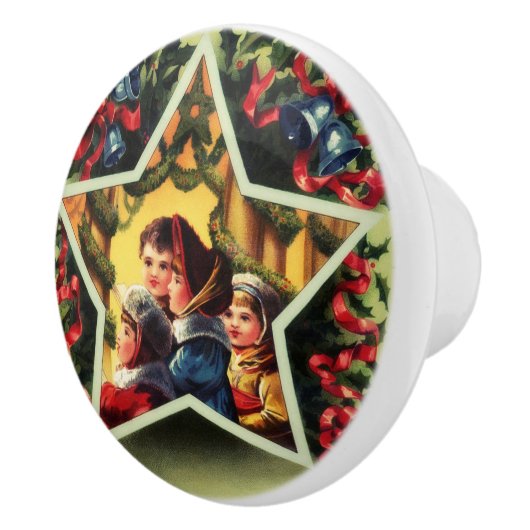 Vintage Kerst Carolers Keramische knop (Rechts)