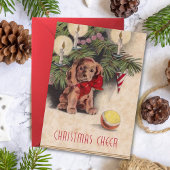Vintage Kerst Cheer Puppy Vakantie Kaart