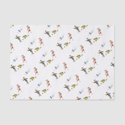 Vintage Kerst Cheer - Sneeuwbalplezier Tissuepapier (Voorkant)