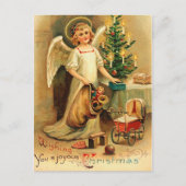 Vintage Kerst Cherub Briefkaart (Voorkant)