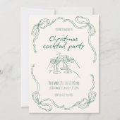 Vintage Kerst Cocktailparty Kaart (Voorkant)