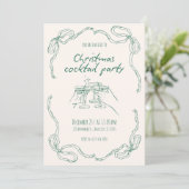 Vintage Kerst Cocktailparty Kaart (Staand voorkant)