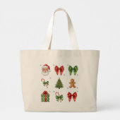 Vintage Kerst Collage Boodschappentas Grote Tote Bag (Achterkant)