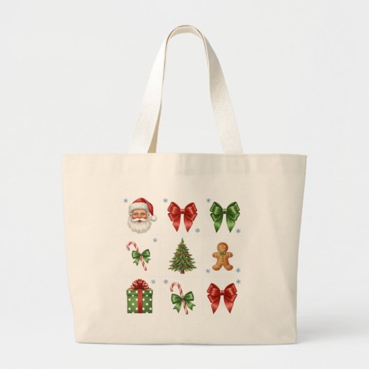 Vintage Kerst Collage Boodschappentas Grote Tote Bag (Voorkant)