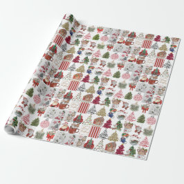 Vintage Kerst Collage | Retro Kerstcadeau Cadeaupapier