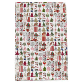 Vintage Kerst Collage | Retro Kerstcadeau Medium Cadeauzakje