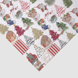Vintage Kerst Collage | Retro Kerstcadeau Tissuepapier