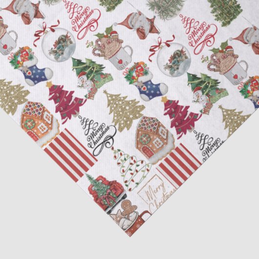 Vintage Kerst Collage | Retro Kerstcadeau Tissuepapier (Detail)