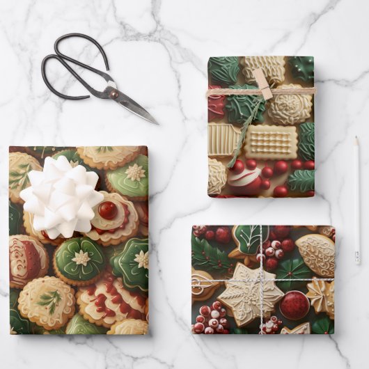 Vintage Kerst Cookie Retro Inpakpapier Vel (Voorkant)