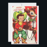Vintage kerst cowboy met rendier feestdagenkaart<br><div class="desc">Vintage kerst cowboy met rendier</div>