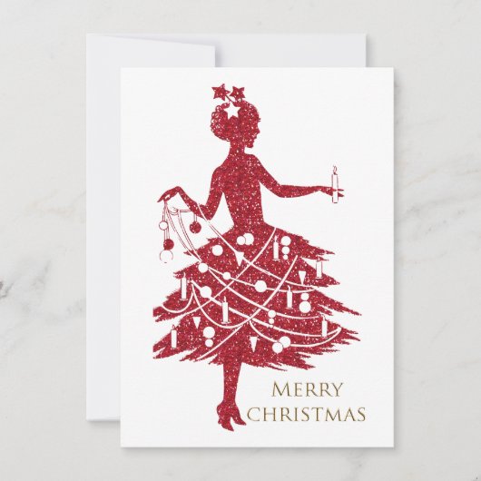 Vintage kerst,  dame feestdagenkaart (Voorkant)