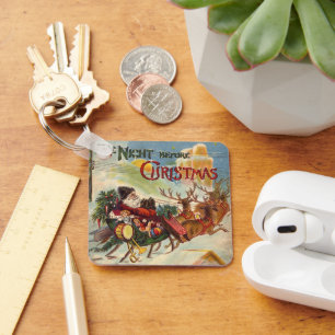 Vintage kerst, de avond voor kerst sleutelhanger