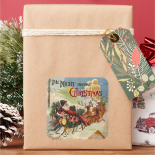 Vintage kerst, de avond voor kerst vierkante sticker