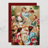 Vintage Kerst Diner Feest Feestdagenkaart (Voorkant / Achterkant)