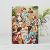 Vintage Kerst Diner Feest Feestdagenkaart (Staand voorkant)