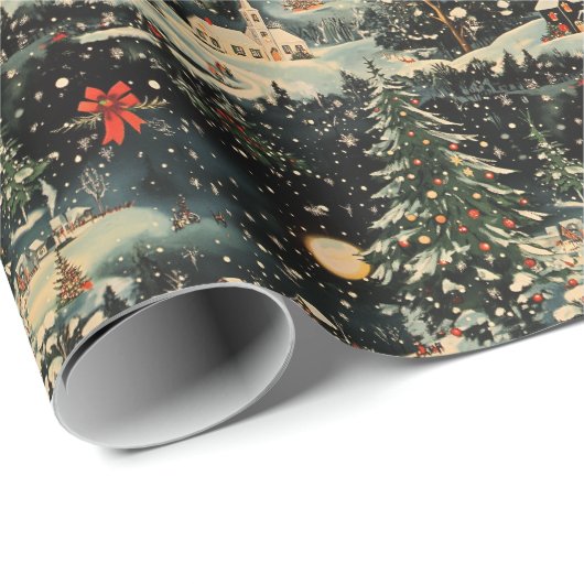 Vintage Kerst dorp inpakpapier (Rol Hoek)