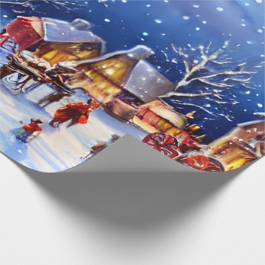 Vintage Kerst dorp inpakpapier (Hoek)