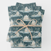 Vintage Kerst dorp inpakpapier (In situ)