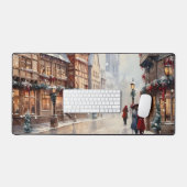 Vintage Kerst Dorp Straat Vakantie Bureaumat (Keyboard & Muis)