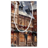 Vintage Kerst Dorp Straat Vakantie Klein Cadeauzakje (Achterkant)