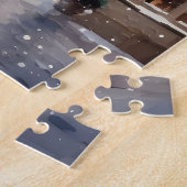 Vintage Kerst Dorp Straat Vakantie Legpuzzel (Zijkant)