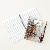 Vintage Kerst Dorp Straat Vakantie Notitieboek (Binnen)