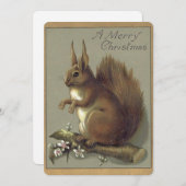 Vintage Kerst Eekhoorn Feestdagenkaart (Voorkant / Achterkant)