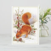 Vintage Kerst Eekhoorn Feestdagenkaart (Staand voorkant)