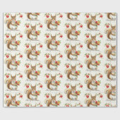 Vintage Kerst Eekhoorn Giftwrap Inpakpapier (Vlak)