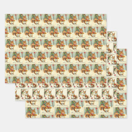 Vintage Kerst Eekhoorn Giftwrap Variety Pack Inpakpapier Vel