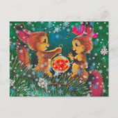 Vintage Kerst Eekhoorns Feestdagenkaart (Voorkant)