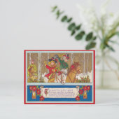Vintage kerst, een ritje in het bos feestdagenkaart (Staand voorkant)