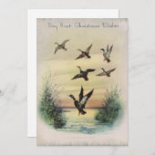 Vintage Kerst Eenden In Vijver Feestdagenkaart (Voorkant / Achterkant)