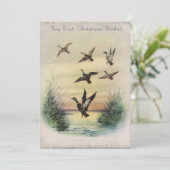 Vintage Kerst Eenden In Vijver Feestdagenkaart (Staand voorkant)