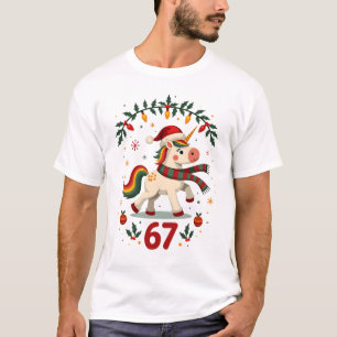 Vintage Kerst Eenhoorn 6e Verjaardag Dabbing Meisj T-shirt